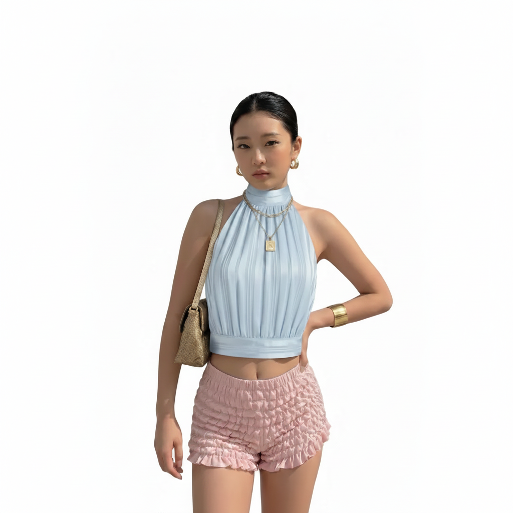 KARINA'S LEMONADE BLUE SCRUFFLE TOP!